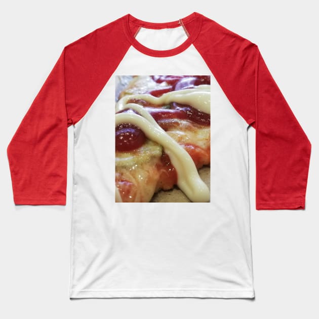 Juicy Slice of Ketchup And Mayo Pizza Photo Baseball T-Shirt by colorful444